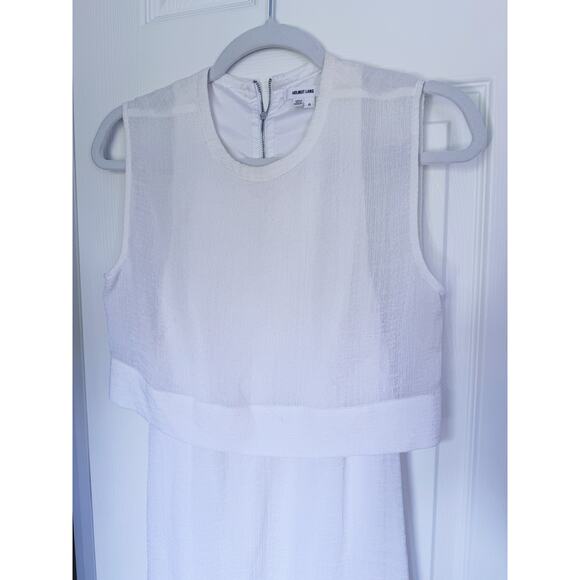 Helmut Lang White Tiered Gauze Sheath Dress 0 Bridal Quiet Luxury Minimalist - Picture 4 of 6